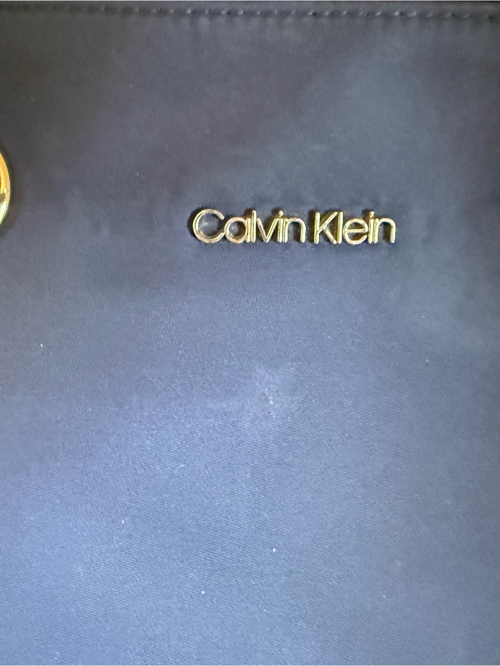 Calvin Klein Navy Tote with Brown Handles and Gold Hardware - Picture 4 of 10